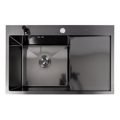 Мийка кухонна нержавіюча сталь PVD чорна для кухні VALESO CM 78*50 L D&Eacute;COR Handmade 3.0/0.8 51751 фото