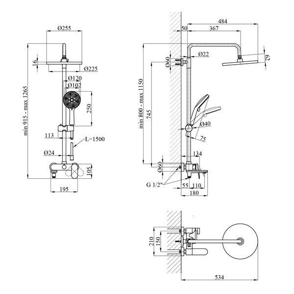 Душова система Kroner Element 211318-5301 CV036835 фото