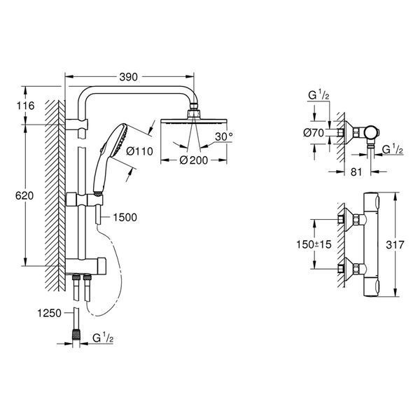 Смеситель термостатический для душа Grohe QuickFix Precision Flow UA202908TR CV034819 фото