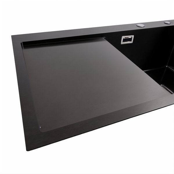 Мийка PVD Black Platinum Handmade 78*50B R (два отвори, квадратний сифон, 3.0/1.0 мм) 37687 фото