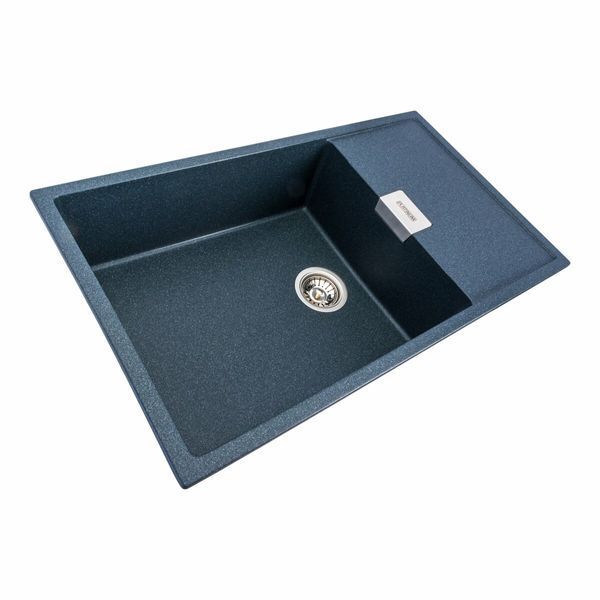 Гранітна мийка для кухні Platinum 8650 DIAMOND матова (антрацит) 39815 фото