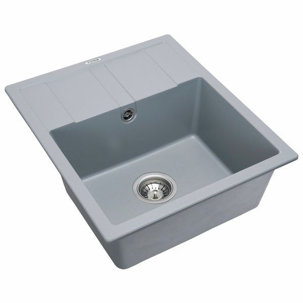 Гранитная мойка для кухни Platinum ARIA 5851 матовая Серый металлик 48943 фото