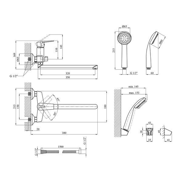 Смеситель для ванны Kroner KRM Odra - C070 CV019269 фото
