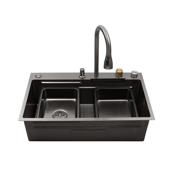 Кухонна мийка Kroner KRP Schwarze - SET7545HM PVD (3.0/0.8 мм) CV033382 фото