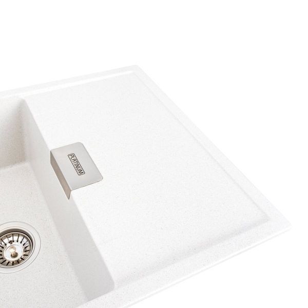 Гранітна мийка для кухні Platinum 8650 DIAMOND матова (біла в крапку) 39817 фото