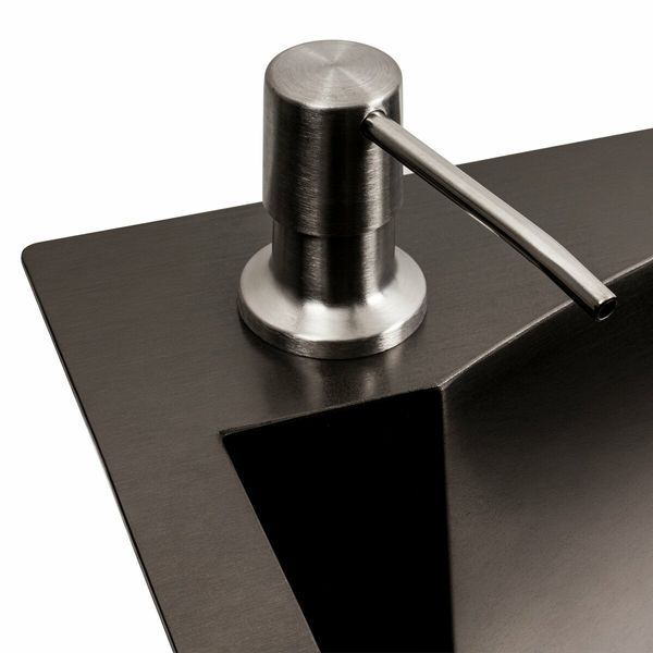 Кухонна мийка 75*46 PVD чорна з підставкою для ножів Platinum Handmade HSB (квадратний сифон 3,0/1) 44586 фото