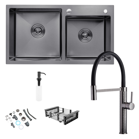 Комплект кухонної мийки 7843ZHM PVD Schwarze - FlexFlow ST430085 фото
