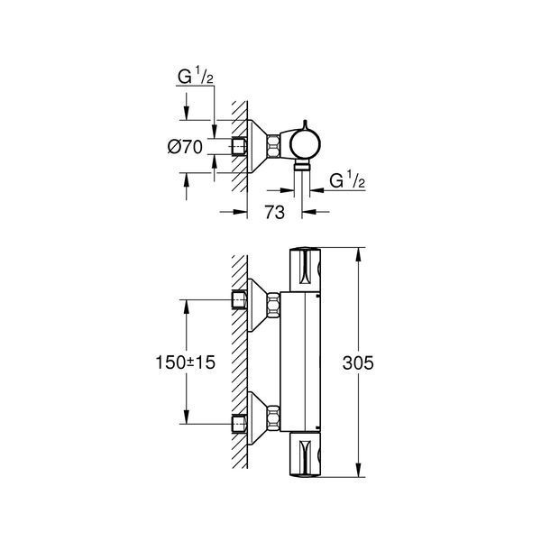 Смеситель термостатический для душа Grohe Grohtherm 800 34558000 CV030551 фото